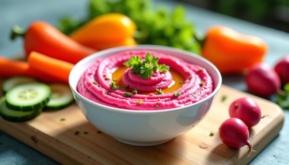 Adieu houmous beige délaissé : ce légume le métamorphose en une déclinaison rose et rafraîchissante pour l'apéro