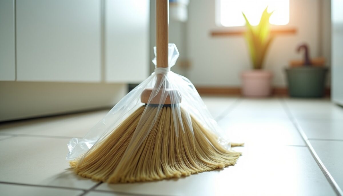 Pourquoi recouvrir son balai d'un sac plastique ? Utilité et mode d'emploi expliqués